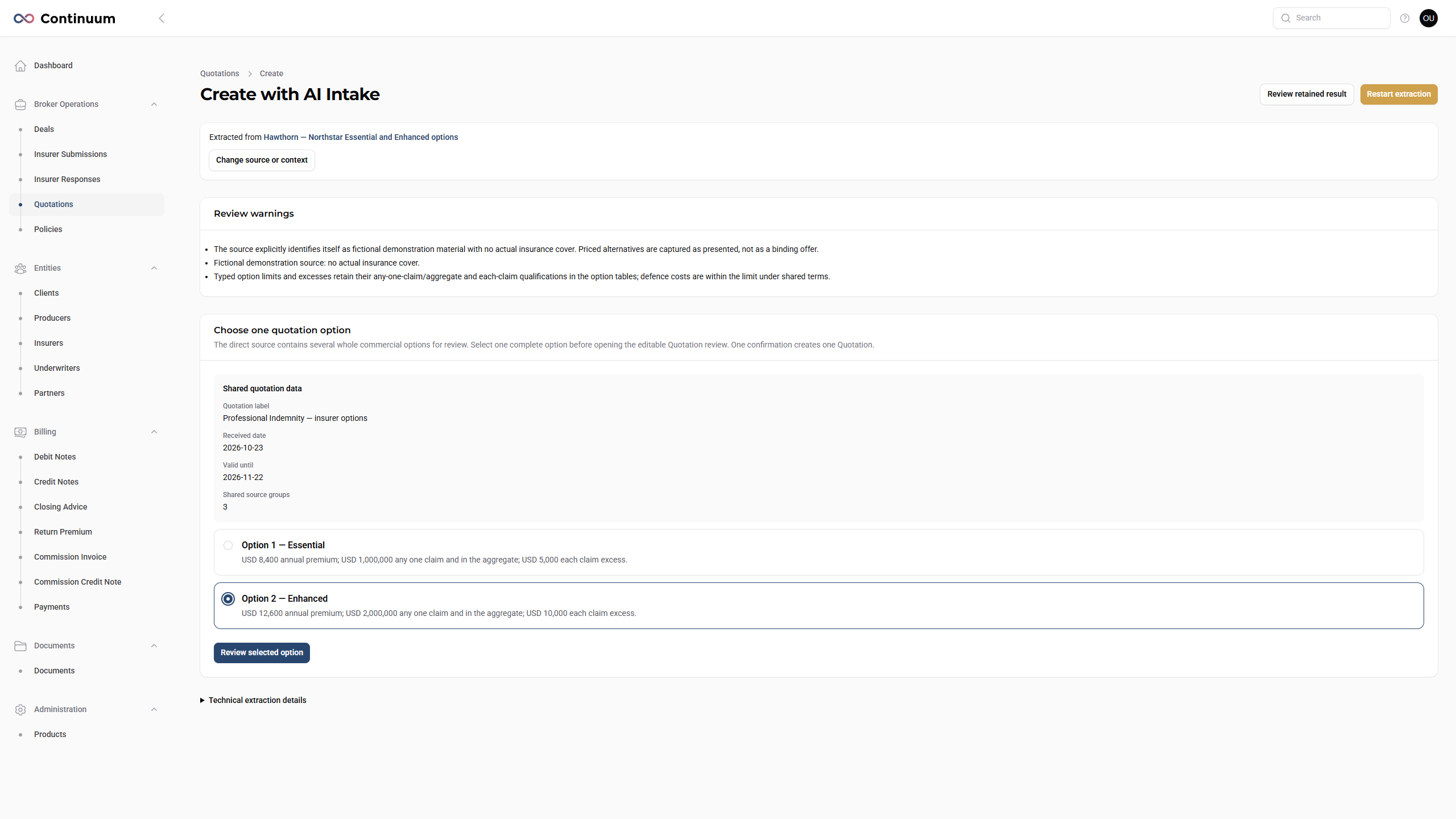 AI review offering the Essential and Enhanced alternatives as separate complete options